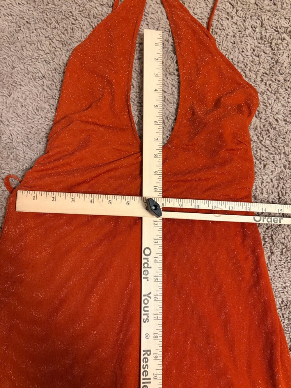 Fashion Nova Rust Halter Glitter Midi Dress - Picture 6 of 8
